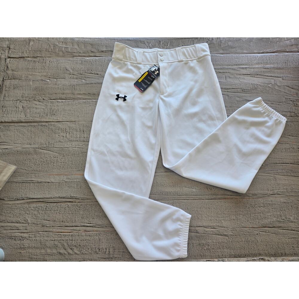 Under Armour HeatGear Baseball Pants Youth Large White Loose Fit NWT